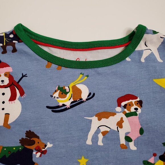 Mini Boden Girls Printed Jersey Tunic Dress Festive Pets 7-8Y Cotton Poc… - Picture 3 of 11